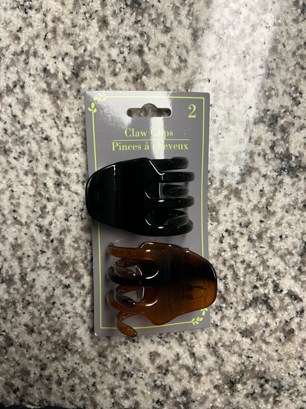Hair Claw Clips - Black and Tortoiseshell - Pack of 2